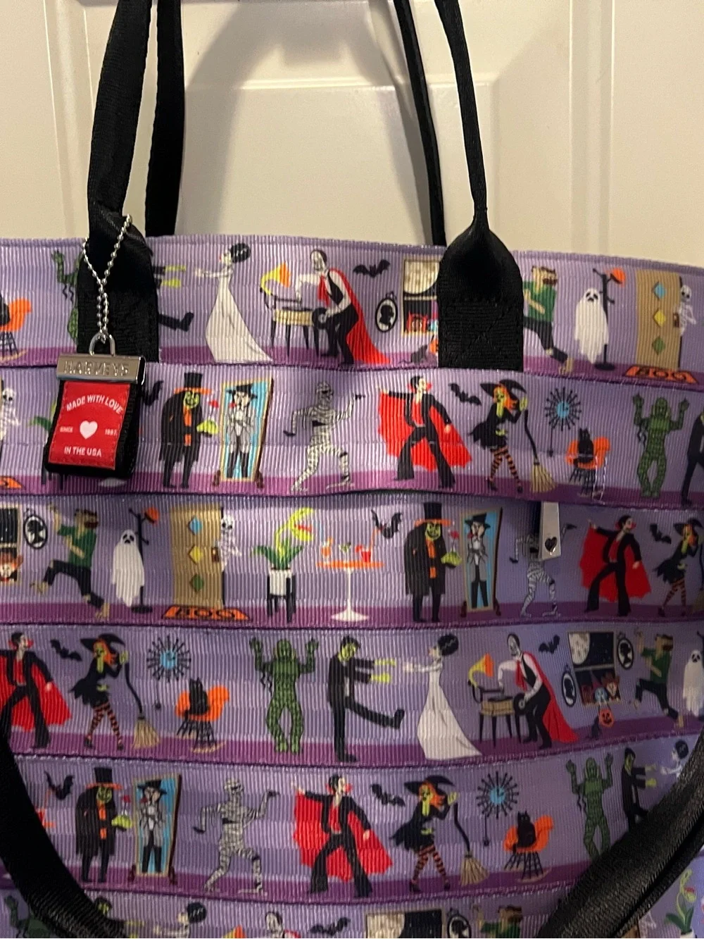 Harveys Purple Halloween Character Print Tote Bag
